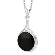 Sterling Silver Whitby Jet Round Open Frame Necklace D