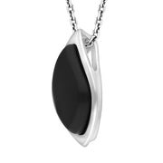 Sterling Silver Whitby Jet Small Leaf Necklace
