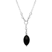 Sterling Silver Whitby Jet Torpedo Dropper Necklace, N871.