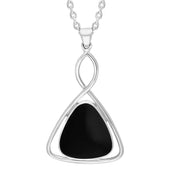 Sterling Silver Whitby Jet Triangle Open Frame Necklace PUNQ0007768