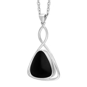 Sterling Silver Whitby Jet Triangle Open Frame Necklace D