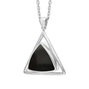 Sterling Silver Whitby Jet Triangle Open Frame Necklace Punq0007715