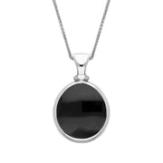 Sterling Silver Whitby Jet Turquoise Small Double Sided Pear Fob Necklace, P220_2.