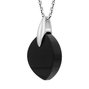 Sterling Silver Whitby Jet Wide Marquise Necklace