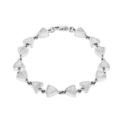 Sterling Silver White Mother of Pearl Curved Triangle Bracelet